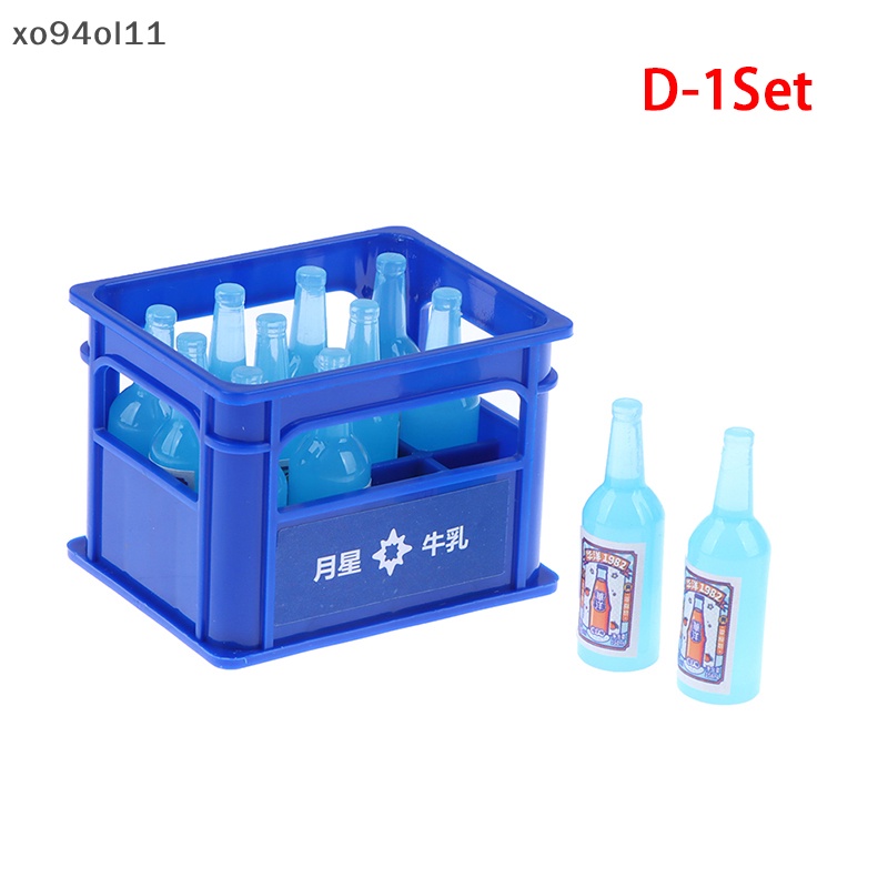 Xo 1Set 1:12 Rumah Boneka Miniatur Soda Drink Drinks Botol Dengan Kotak Mini Food Modle Dekorasi Dapur Mainan Aksesoris Rumah Boneka OL