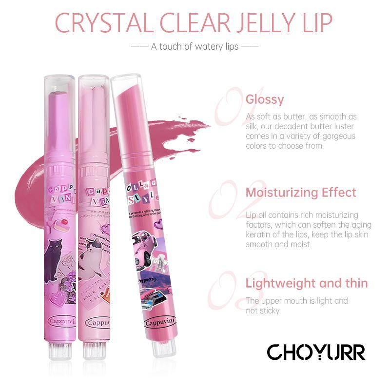 【COD】CAPPUVINI Lipstick Mirror Water GlossySuper Beauty Series Love Watery Collage Art Solid Lip Gloss -CH