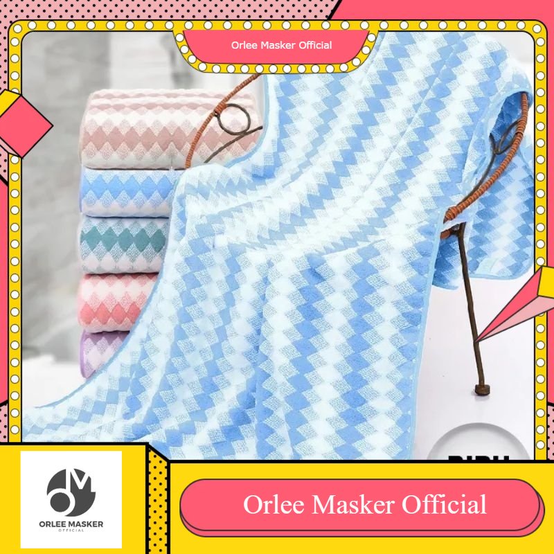 HANDUK MANDI DEWASA Microfiber Zigzag  70X140CM, Halus Sangat Menyerap Tidak Menyebabkan Alergi Motif Diamond Zigzag dan Sanur