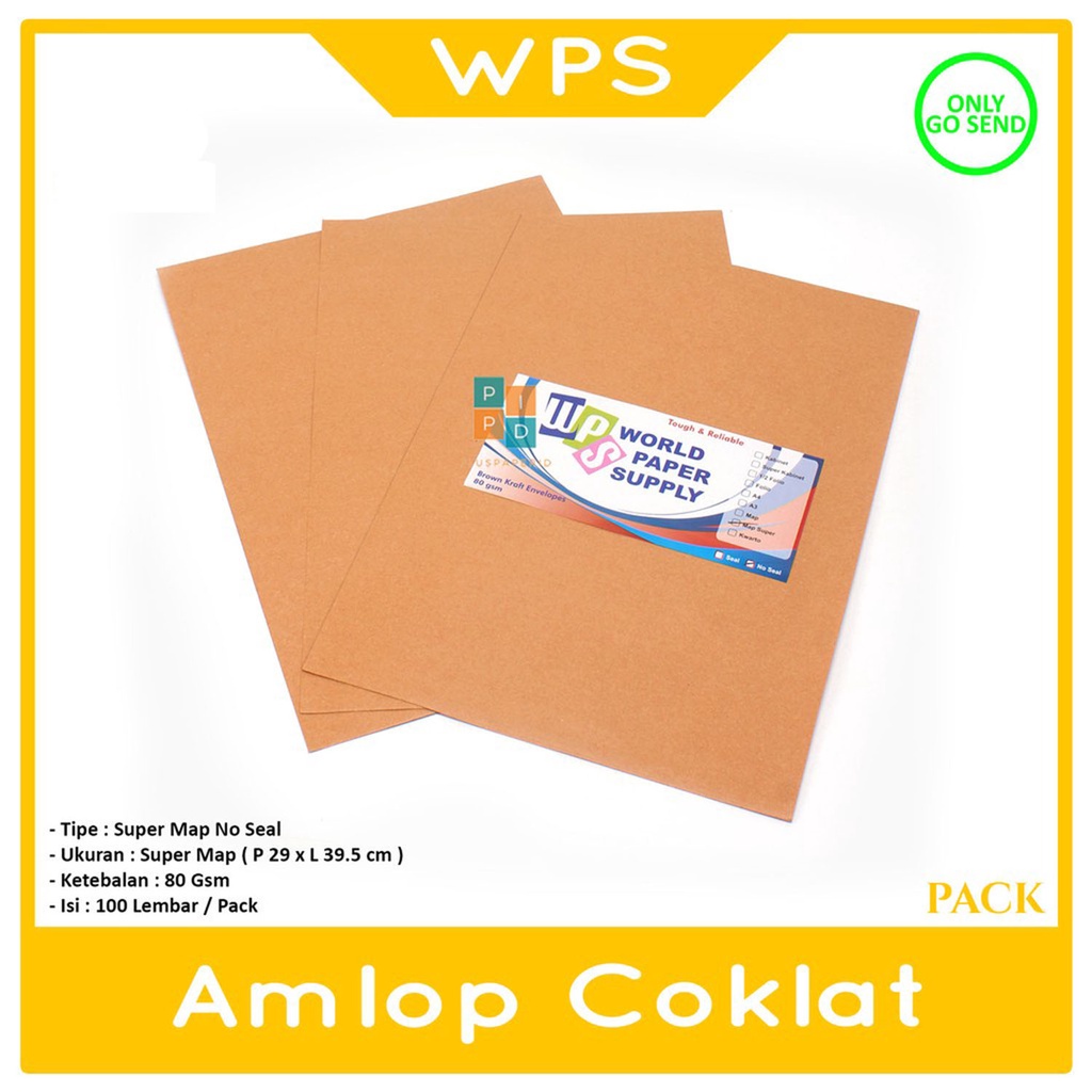 

WPS - Amplop Coklat Ukuran Super Map ( 29 x 39,5 cm ) No Seal - Pack