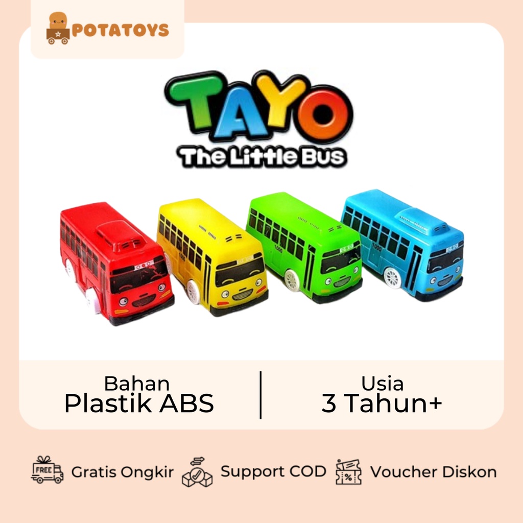 [ Potatoys ] Mainan Anak Bus Tayo Set / Go Go Toya Bus / Tayo Bus Isi 4 pcs