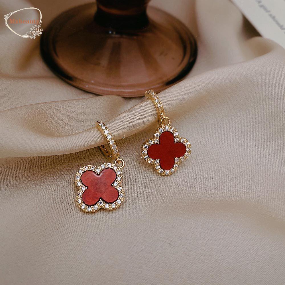 Mxbeauty Wanita Hoop Earrings Eleagnt Vintage Bunga Tergantung Temperamen Zirkon Kristal Menjuntai Drop Earrings