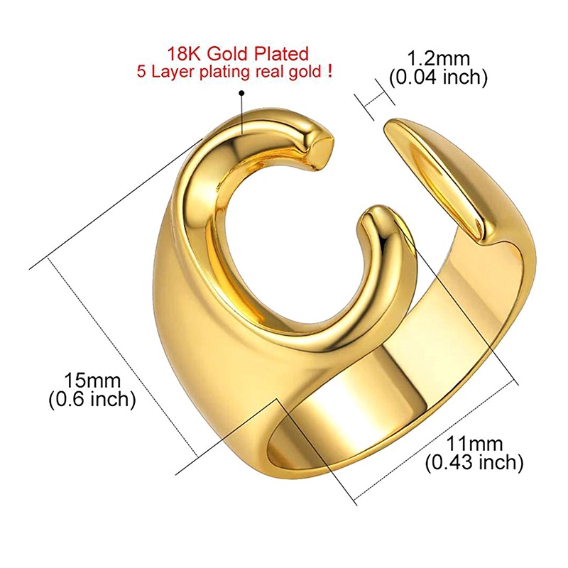 26huruf Inggris Modal Cincin Eropa Dan Amerika Wanita Pribadi Cap Pasangan Terbuka Jari Telunjuk Perhiasan