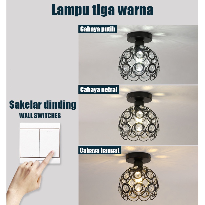 Lampu Kristal Gantung Mewah Ruang Tamu Lampu Kristal Plafon Minimalis Crystal Ceiling Lamp Lampu Langit-langit Kristal