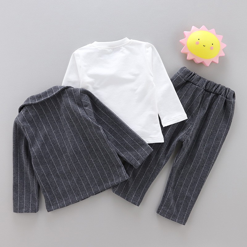 Setelan Jas Tuxedo Set 3in1 Anak Laki Laki Strip Import 6 Bulan - 5 Tahun