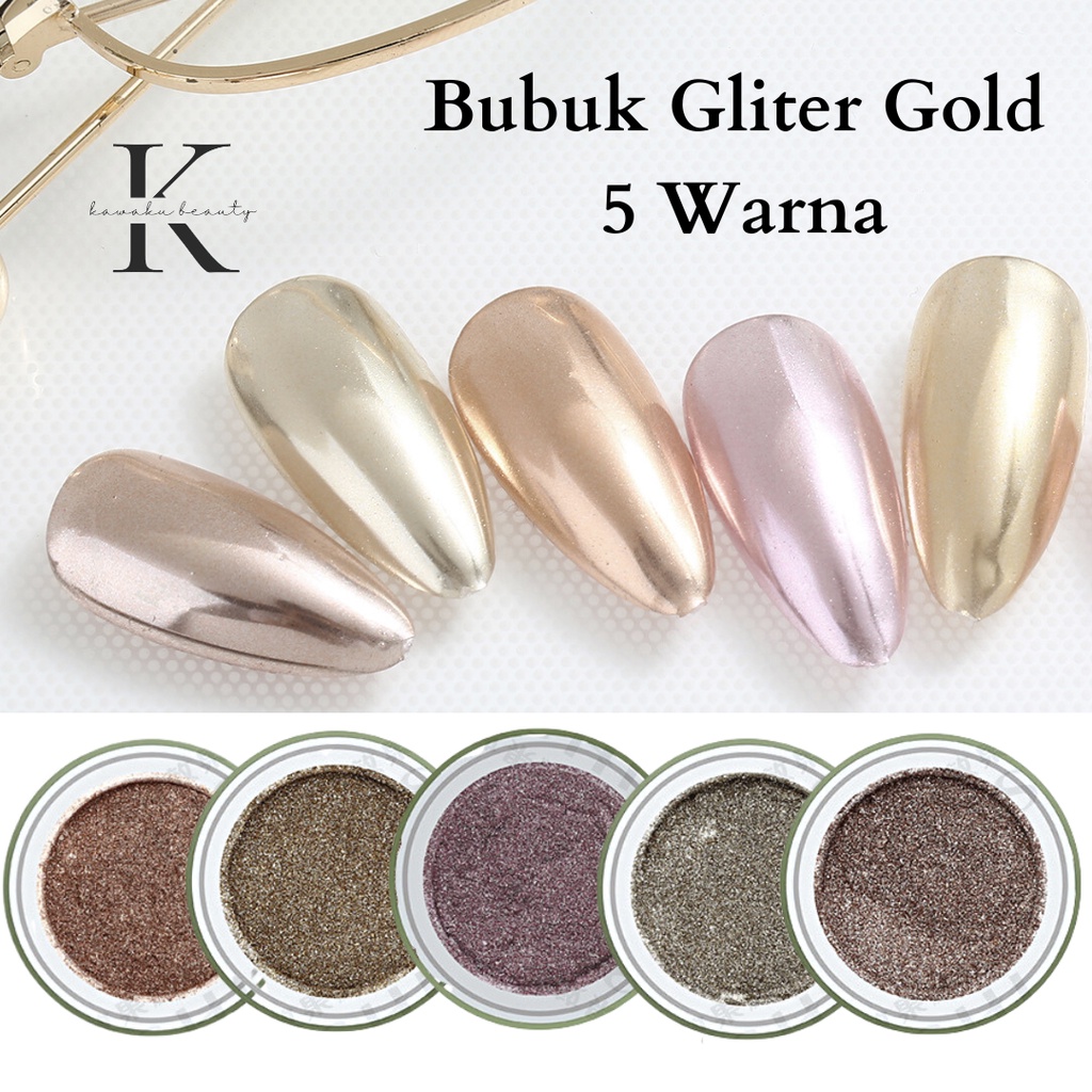Bubuk Glitter Chrome Gold Nail art/ Bubuk Glitter / Hiasan Dekorasi Kutek Kuku