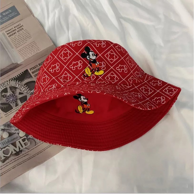 Topi Bucket Tabir Surya Kartun Bordir Mickey