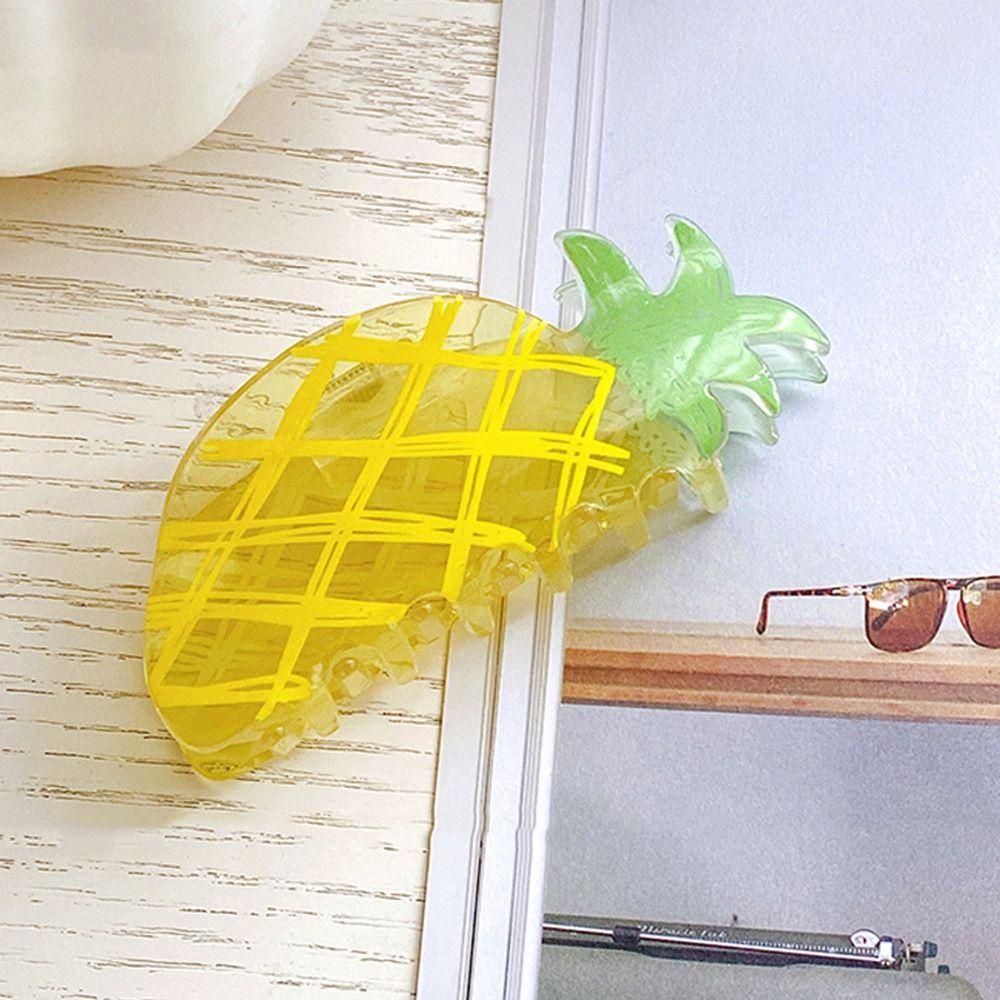 Needway Fruits Hair Claw Elegan Fashion Hiasan Kepala Musim Panas Asam Asetat Gadis Jepit Rambut Ponytail Holder Nanas Orange Korea Hair Clip