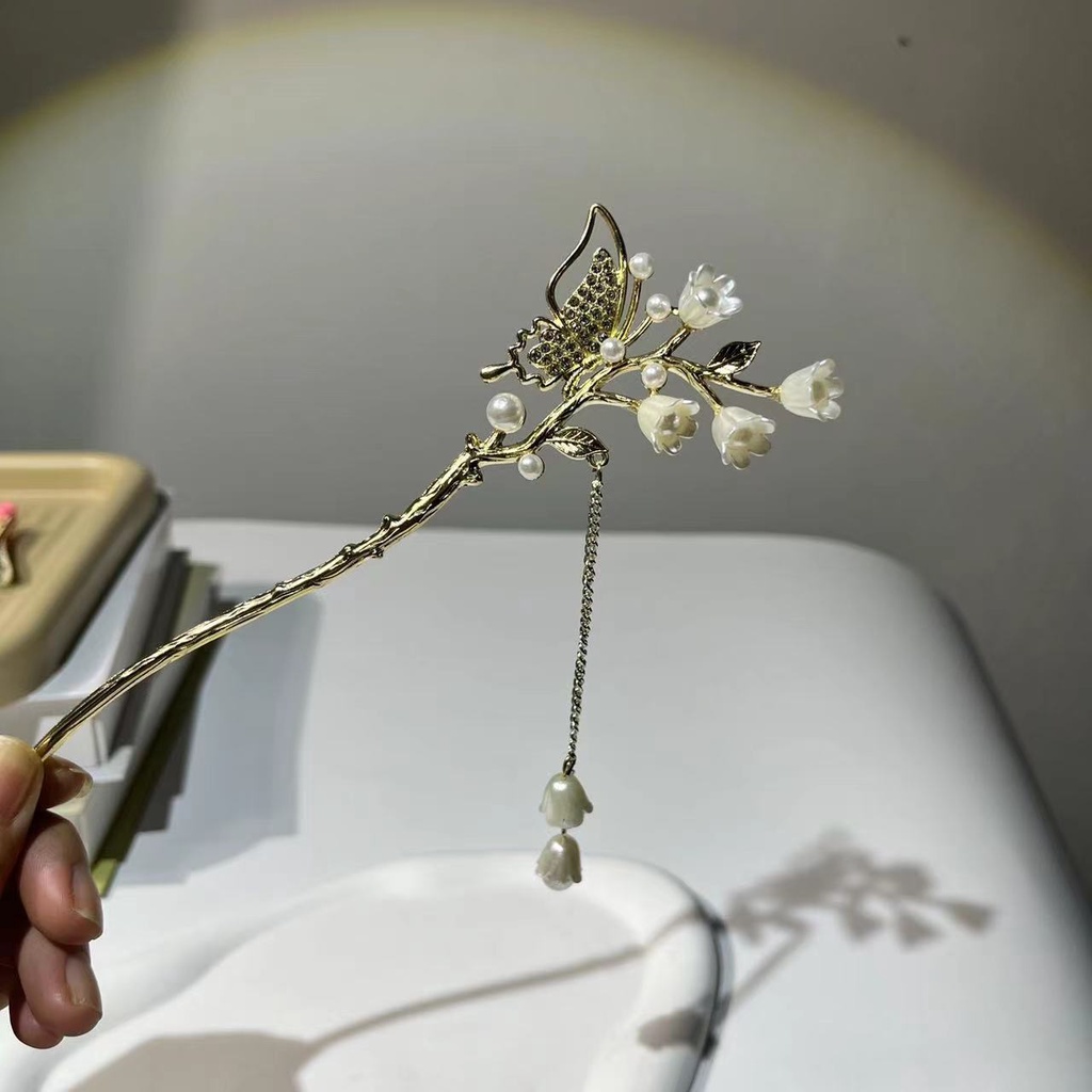 Lily of the valley style Jepit Rambut Temperamen Kuno Bola Peri Hiasan Rambut2023Musim Panas