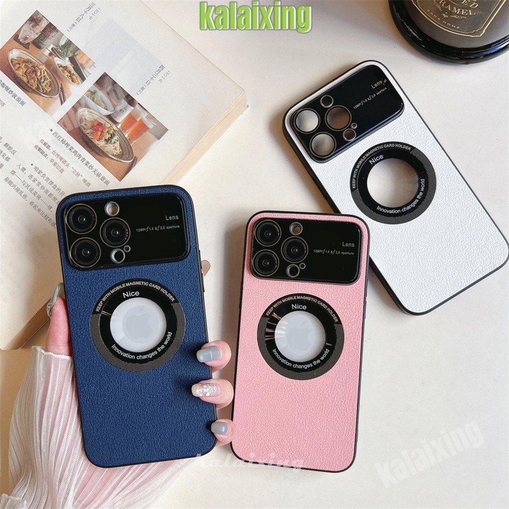 Casing Kulit Jendela Besar Untuk IPhone 14 Pro Max13 12Pro Max 11 Pro Max Dengan Hard Cover Film Lensa HD