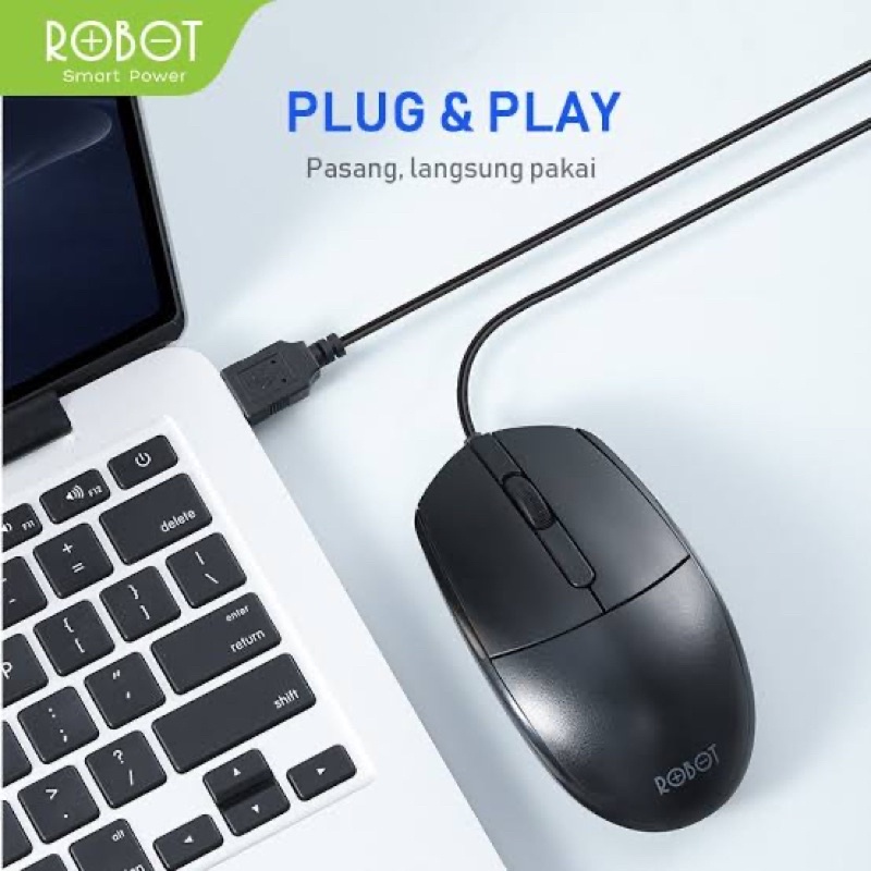 Mouse Usb ROBOT Wired Mouse 1200DPI Usb Hight Speed Transmission Mouse Komputer dan laptop (M-120).