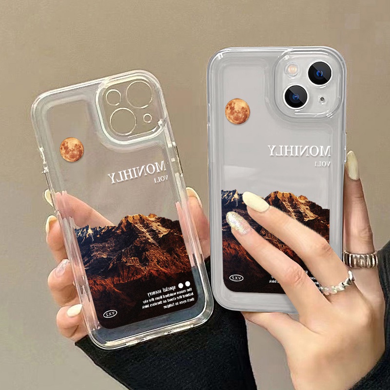 Casing Bulan Gunung Untuk Redmi Note10 11 11E 11S 12 8 8T 9 9S 10 Xiaomi 11T 12T 13Pro 13 Mi 10 10 Pro 10T Lite 10T 11 12 Poco F3 F4 M3 X3 X4 X5 Pro Akrilik Space Cover Belakang TPU