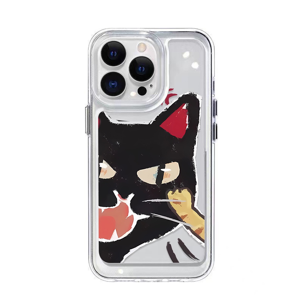 Casing Kartun Kucing Hitam Untuk Vivo S12 S15 S6 S7 S9 S9E S10 5G S10 Pro X30 X30 Pro X50 X60 X70 X80 X27 V23 Pro V23E Iqoo 56 Neo5 Neo6 8 8 Pro Z6 U5 Akrilik Space TPU Cover Belakang