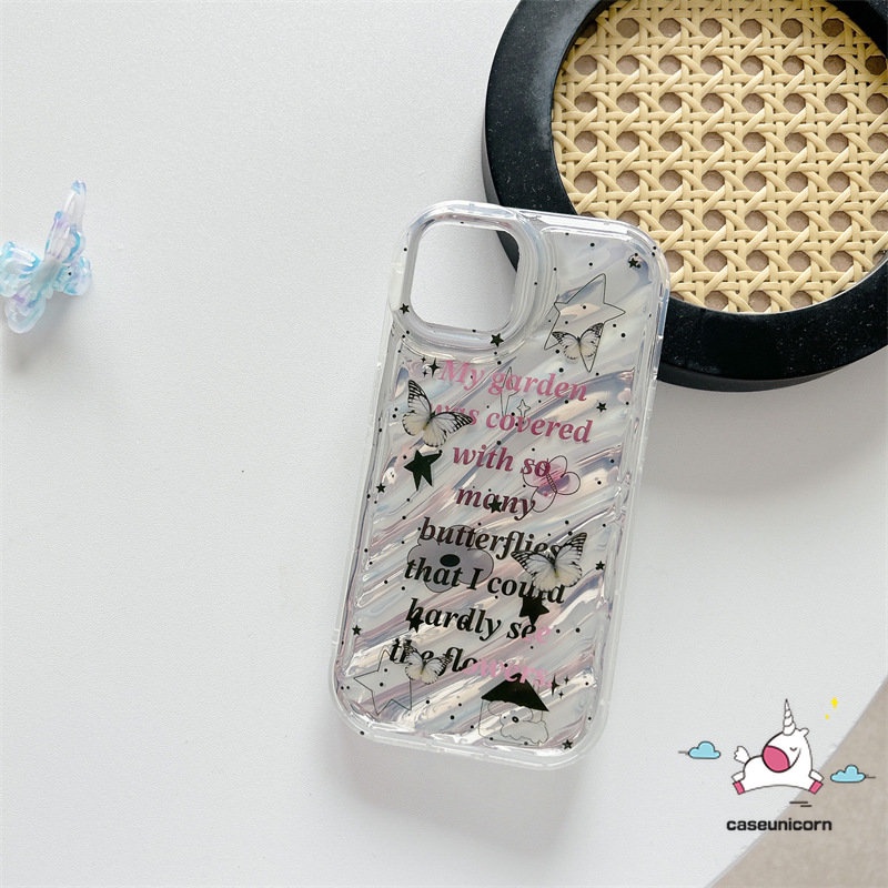 IPHONE Case Kupu-Kupu Cinta Hati Kompatibel Untuk Iphone7 8 6 6S Plus Xr13 11 14 12 Pro MAX 7Plus X XS MAX SE 2020 3D Stereo Korgasi Kreatif Surat Dazzle Warna Laser Card Case