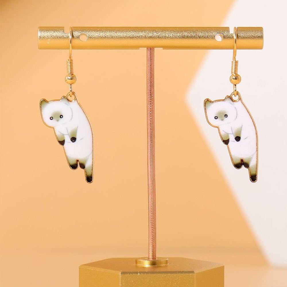 Mxbeauty Cute Kitten Ear Hook Lucu Warna Solid Korea Menjuntai Anting Pesta Kucing Lady Anting Hewan