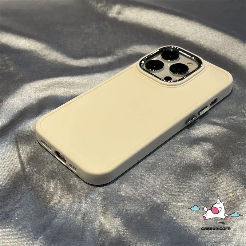 Casing Persegi Plating Mewah Warna Solid Sederhana Kompatibel Untuk iPhone 7Plus 11 8Plus 13 14 11 12 Pro MAX XR X XS MAX Warna-Warni Cinta Hati Berlian Casing Ponsel Dengan Dekorasi Stiker