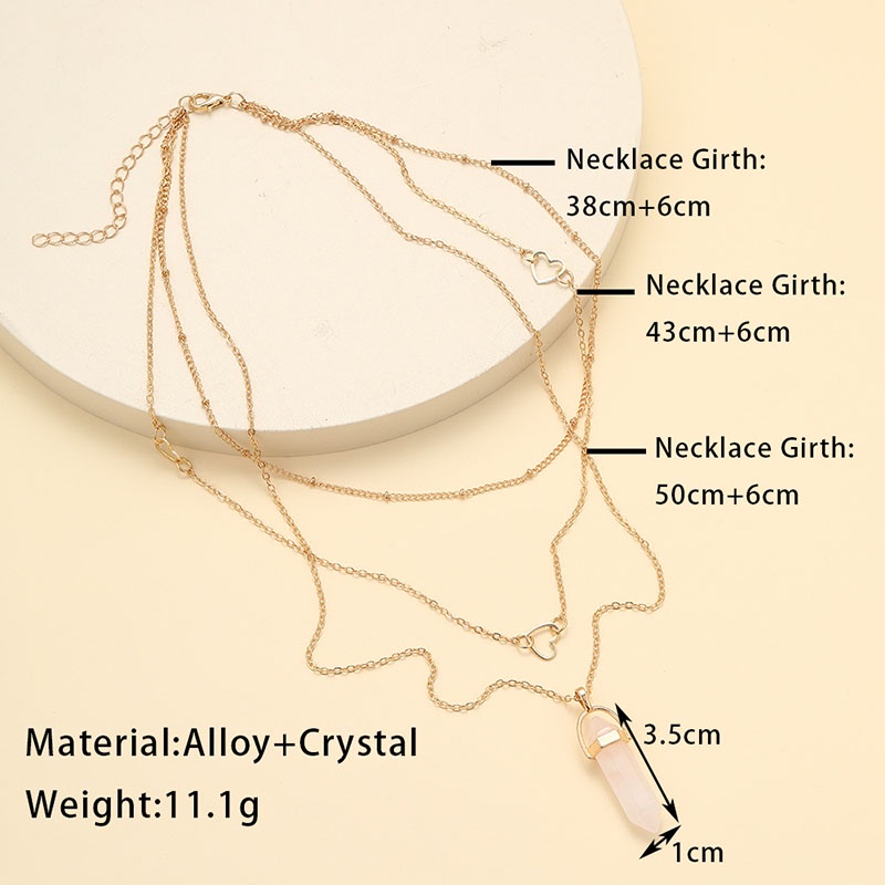 Kalung Geometris Hati Kristal Paduan Fashion Wanita