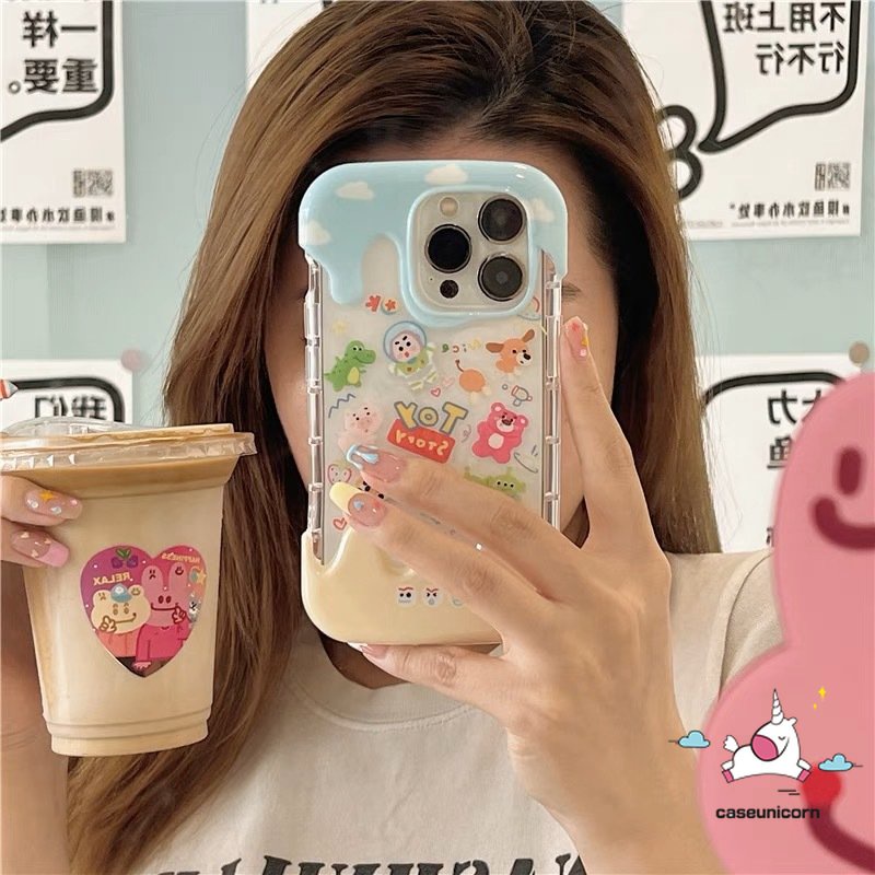 Casing Kartun Piggy Toy Story Buzz Lightyear Kompatibel Untuk IPhone XR X 7Plus 14 11 13 12 Pro Max7 8 Plus XS Max SE 2020lucu LinaBell Stellalou 3D Warna Ice Cream Lembut Tpu Cover