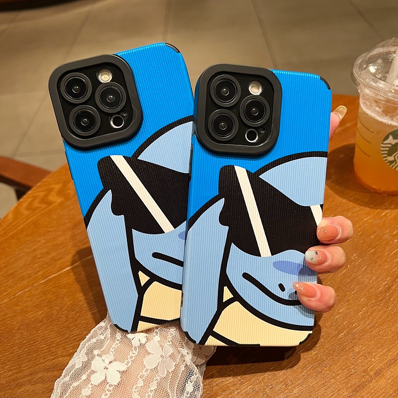 IPHONE Untuk Iphone14 13 12 11 Pro Max X XR XS Max7 8 Plus Kartun zenigame Tekstur Vertikal Pelindung Kulit Soft case