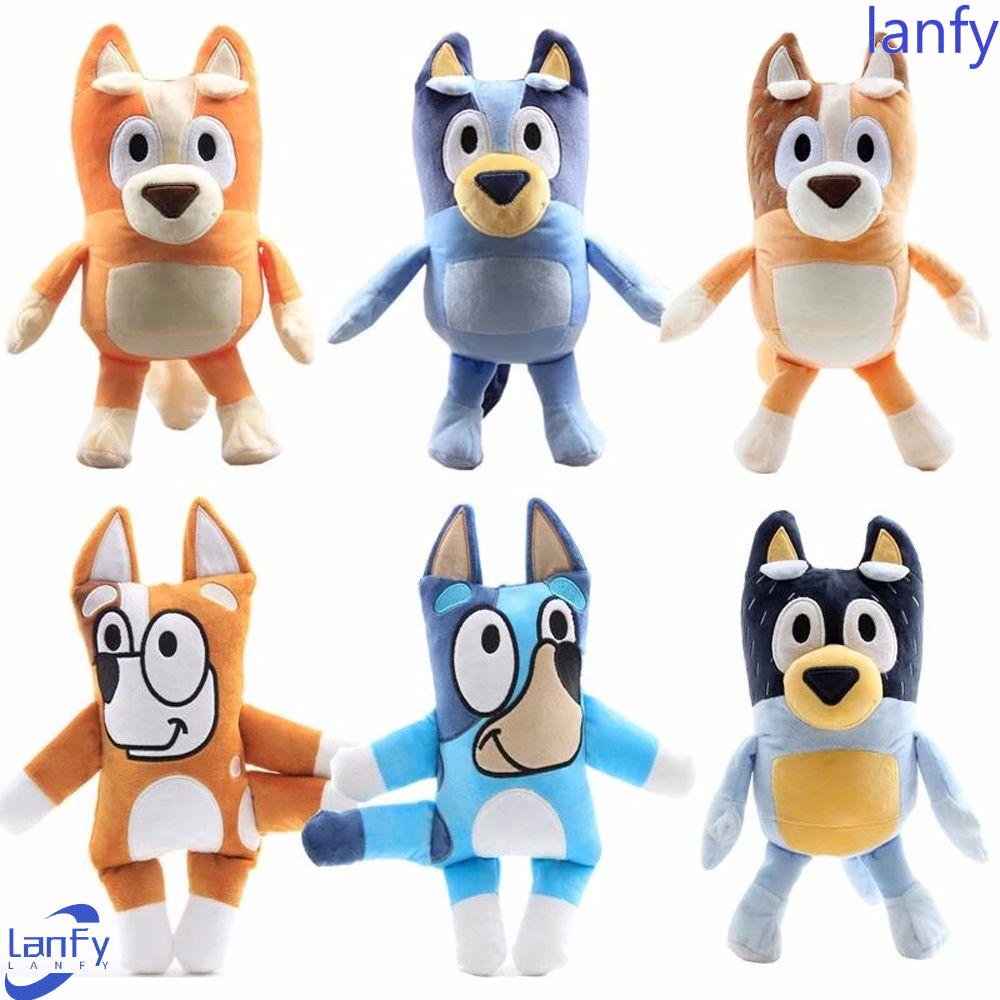 Lanfy Bluey Bingo Boneka Plush 28 cm Lembut Bluey Mom/Dad Mainan Anak Kartun Hewan Anjing Bluey Keluarga