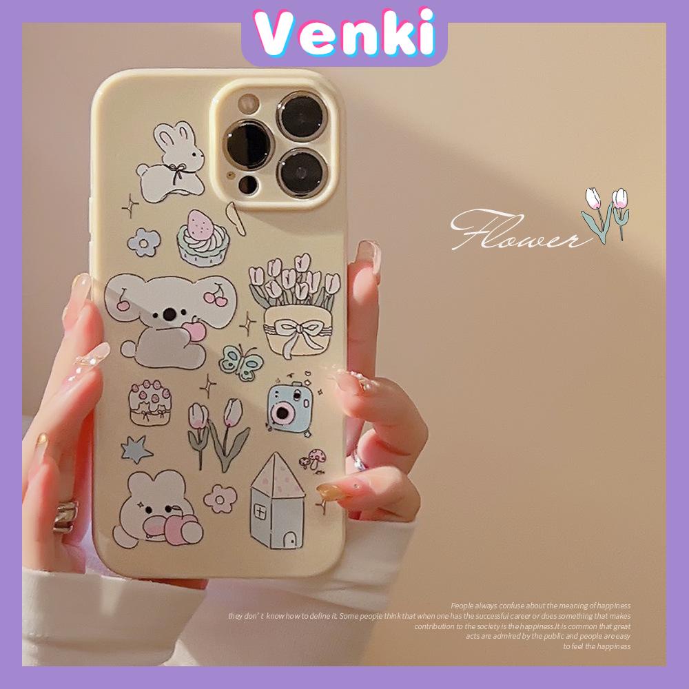 Venki - Untuk Iphone11 iPhone Case Cream Glossy Film TPU Lembut Shockproof Fase Penutup Perlindungan Cute Koala Park Kompatibel Dengan Iphone14 13 Pro max 12 Pro max xr xs max 7Plus 8Plus