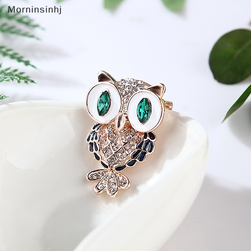 Mornin Fashion Full Berlian Drop Oil Cute Owl Bros Pin Light Bird Korsase Untuk Wanita Perhiasan Aksesoris Pakaian id