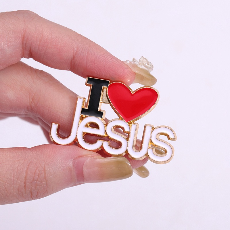 12gaya I Love Yesus Logam Enamel Bros Iman Ransel Lencana Kostum Aksesori Hadiah