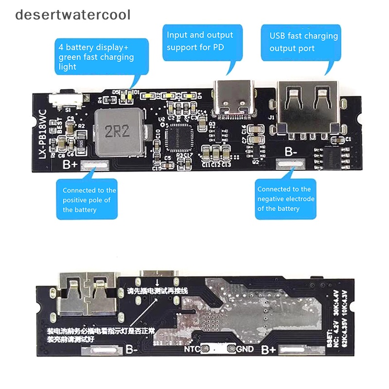 Deid PD Fast Charge Handphone18650Modul QC3.0 Dual USB 18W Type-C DIY Papan Sirkuit Perlindungan Overcharge Dan Debit Martijn