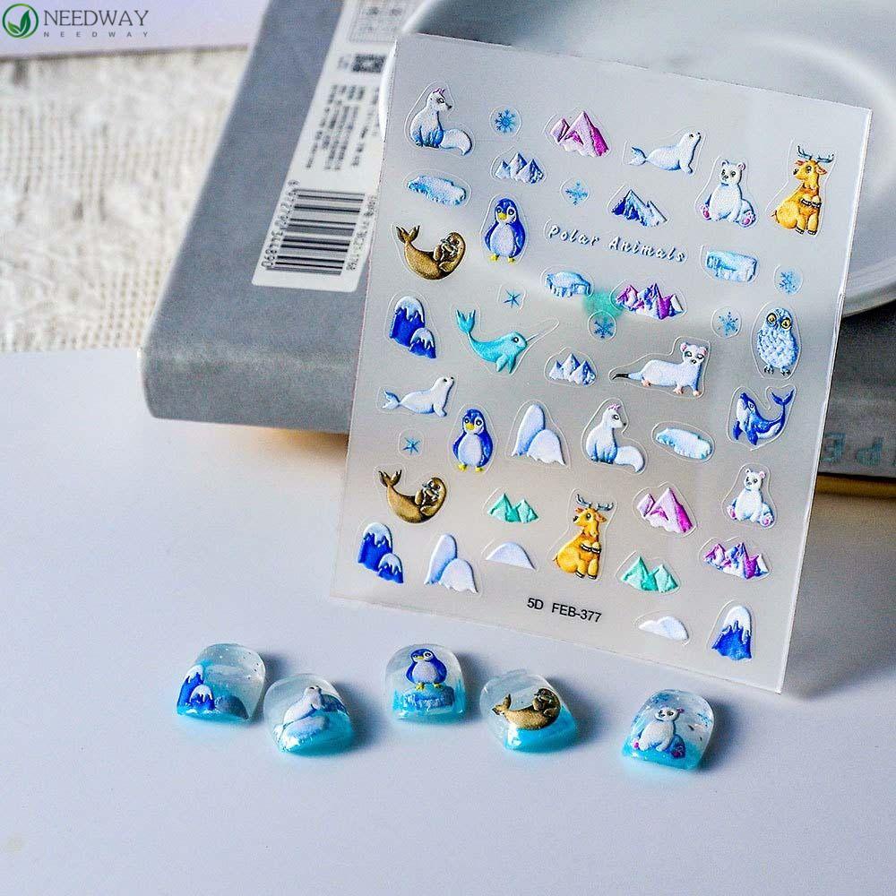 Needway Kartun Stiker Kuku Fashion Oceans Mermaid Self Adhesive Nail Dekorasi