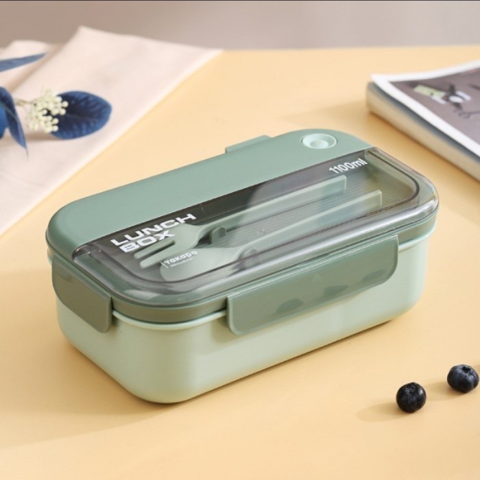 Q203 Tempat Makan Bekal Lunchbox 1100ml Microwave Safe Free Sendok