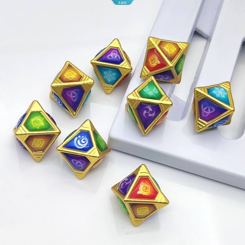 Genshin Impact Eye of God Metal Card Dengan Liontin Warna Elemen Tiga Dimensi Berbentuk Berlian Perlengkapan Permainan Tarot Taplak Meja [ZK]