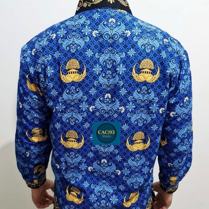 SERAGAM KORPRI KATUN PRIA TANPA FURING UKURAN S-XL - XL, Kerah Biru