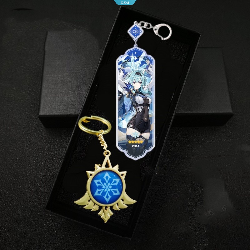 Anime Long Bar Charm Keychain Genshin Impact Vision Element Mata Tuhan Untuk Gantungan Kunci Mobil Aksesoris Wanita Lucu Tas Liontin Key Ring Hadiah [ZK]