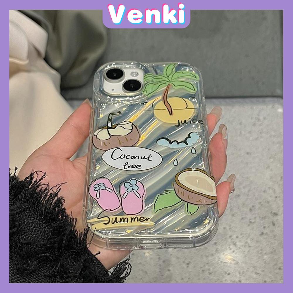 VENKI - Untuk iPhone 11 iPhone Case Laser Reflektif Bening Phone Case TPU Soft Shockproof Airbag Ponsel Pantai Romantis Kompatibel dengan iPhone 14 13 Pro max 12 Pro Max XR 7Plus 8Plus