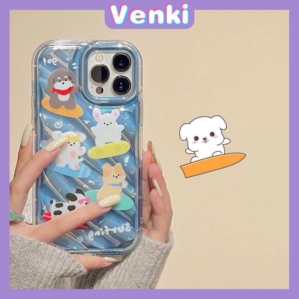 VENKI - Untuk iPhone 11 iPhone Case Laser Reflektif Bening Phone Case TPU Lembut Shockproof Airbag Case Cute Surf Critter Kompatibel dengan iPhone 14 13 Pro max 12 Pro Max XR XS 7 8Plus