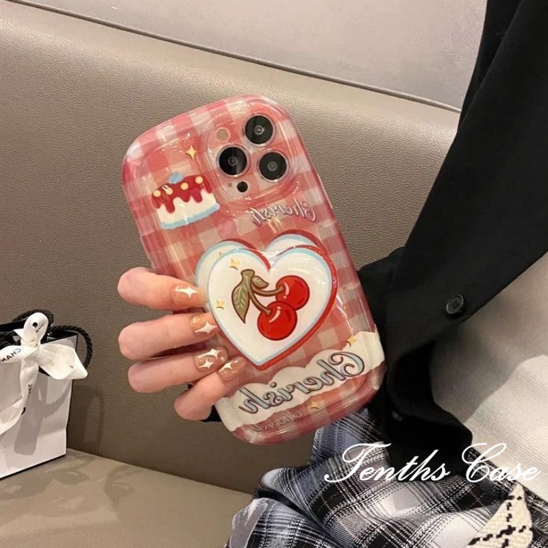 Kompatibel Untuk IPhone14 13 12 11 Pro Max8 7 6 6s Plus X Xr Xs Max SE 2020sabun Cover Kotak-Kotak Phone Case Dengan Bracket