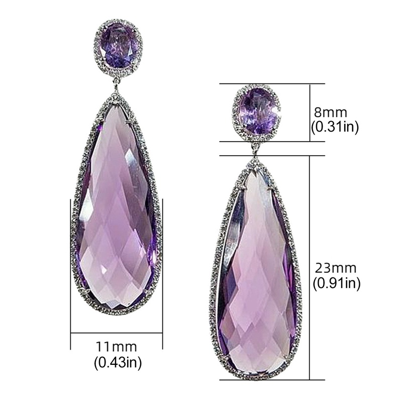 Pear Ungu Cubic Zirconia Drop Earrings Menawan Telinga Aksesoris Untuk Wanita Cantik Pesta Pernikahan Statement Perhiasan Hadiah