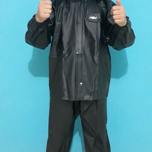 Jas Hujan ASV Versi 2 Kualitas No.1 Rubber Press Original Tebal Jumbo - Asv2 Hitam, XL