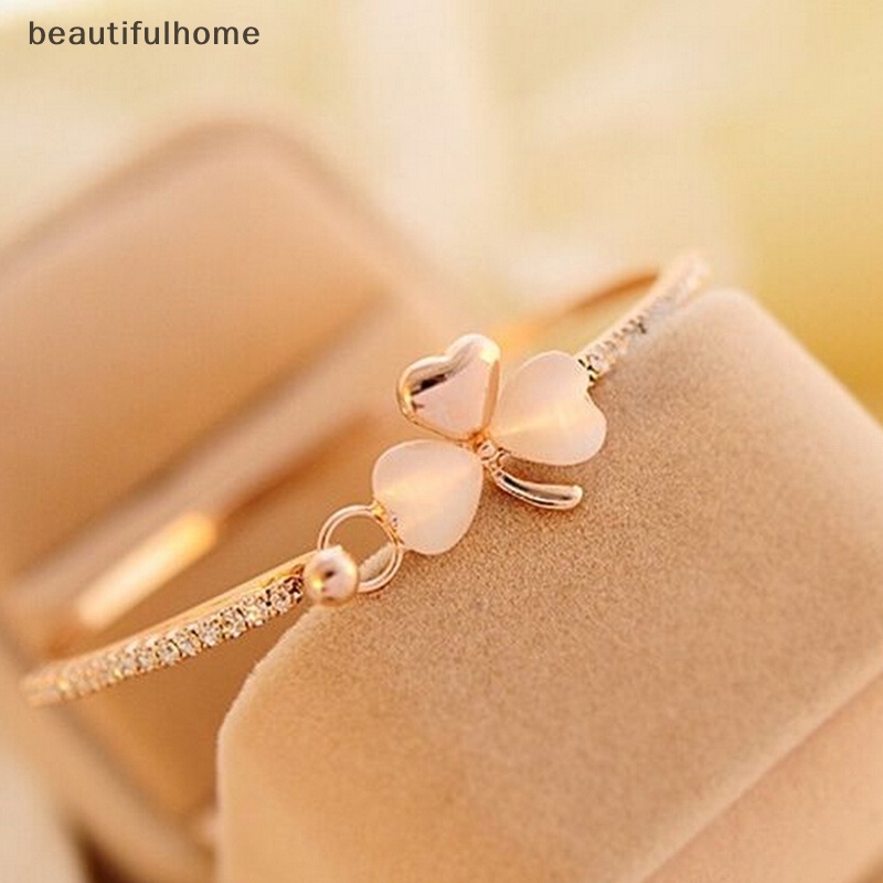 {beautifulhome} Fashion Wanita Perhiasan Bunga Kristal Berlapis Emas Pesona Manset Bangle Gelang Hadiah.