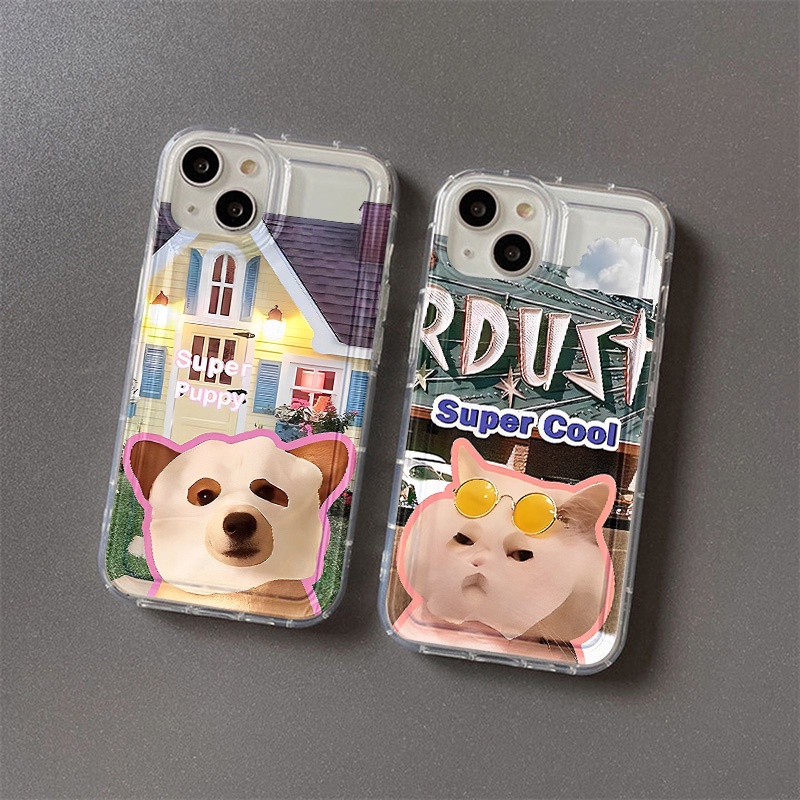 IPHONE Fun Mask Dog Cat Phone Case Kompatibel Untuk Iphone7Plus8Plus6Plus11 14 13 12 Pro MAX XR X XS MAX SE Airbag Shockproof Cover