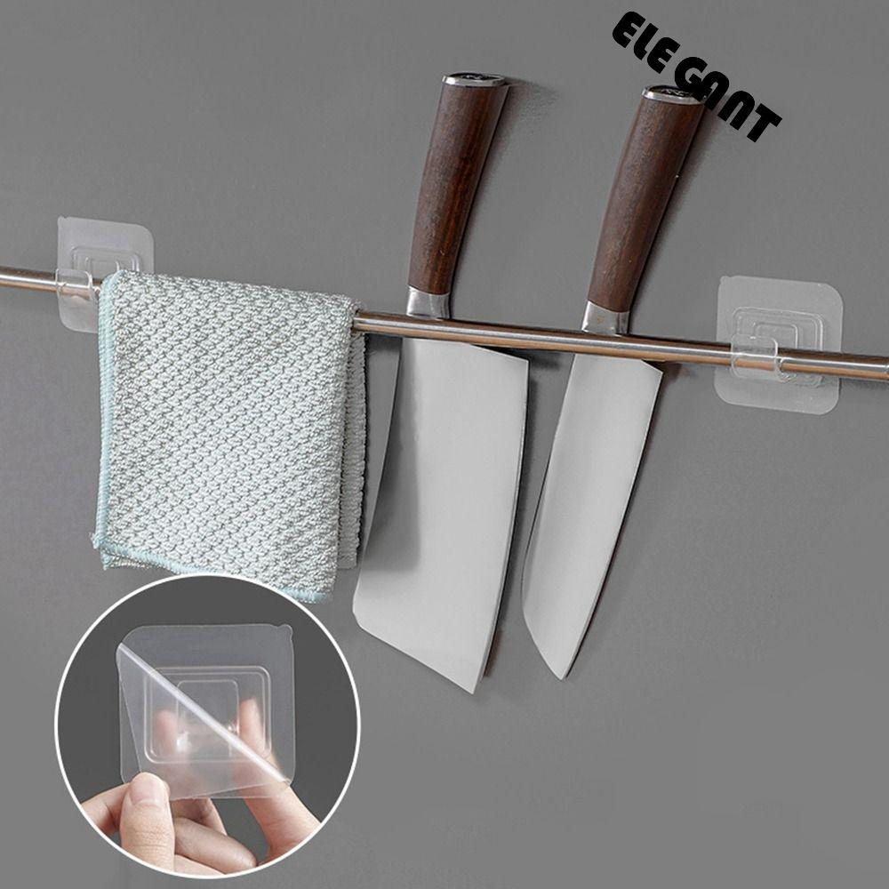 [Elegan] Bracket Batang Gorden 4pcs Plastik Nyaman Tanpa Bor Praktis Self Adhesive Curtain Rod Hook