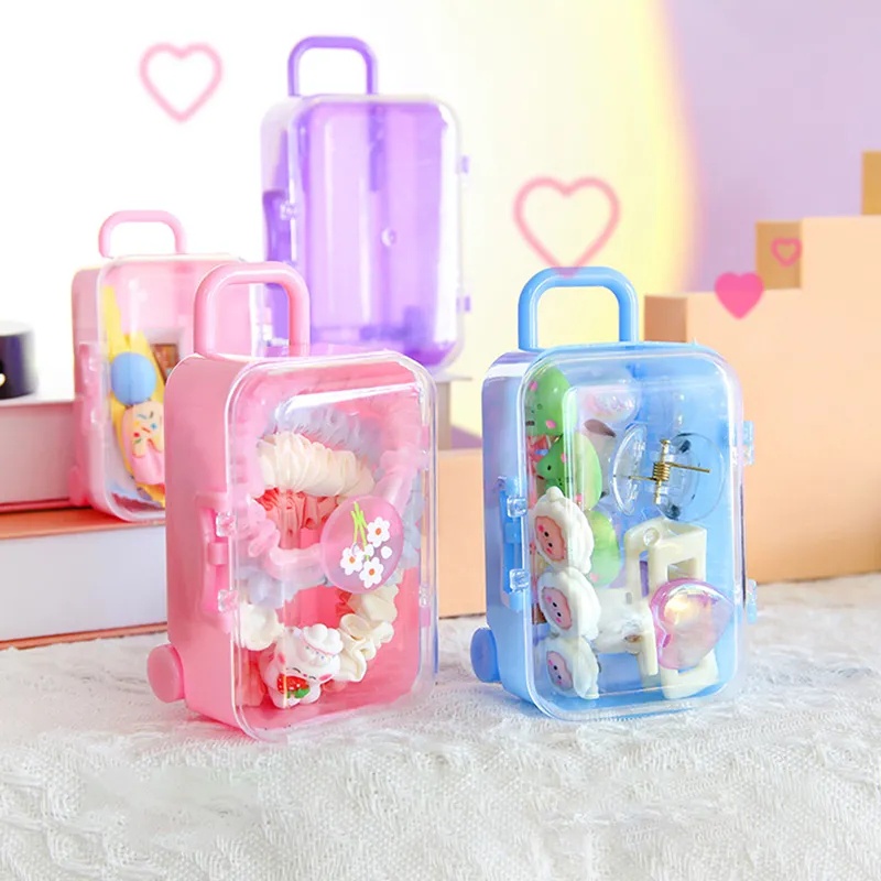 New Creative Mini Trolley Case/ Alat Penyimpanan Kuku Bulu Mata Perhiasan Organizer/ Rolling Travel Koper Candy Box Gift