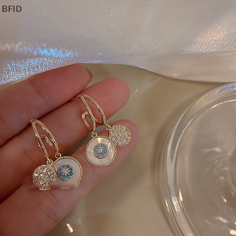 [BFID] 1pasang Anting Liontin Bunga Disc Bulat Klasik Gaya Korea Perhiasan Ringan Temperamen Pesta Untuk Wanita Aksesoris Hadiah [ID]