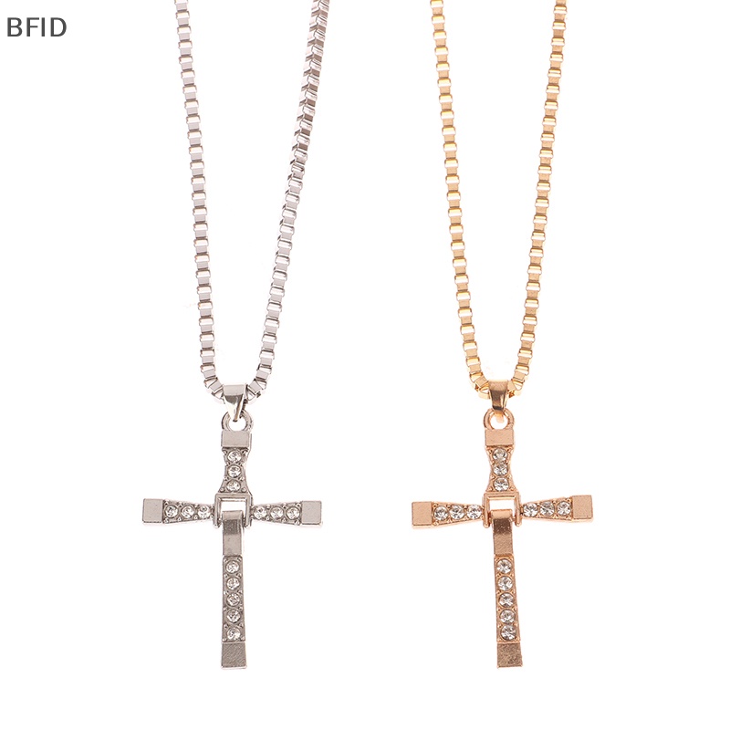 [BFID] Moive Cross Necklace Crystal Kalung Liontin Salib Yesus Untuk Pria Hadiah Perhiasan [ID]