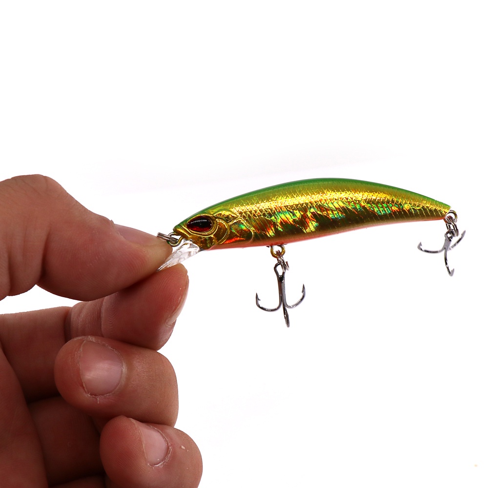 Umpan Pancing 6.5cm 5g/7g Sinking Minnow Air Ikan Kecil Tenggelam Long Throw Lure Umpan Keras Ikan Kecil 3D Mata Laser Troli Plastik Buzz Umpan Umpan Dengan 2trible Hook