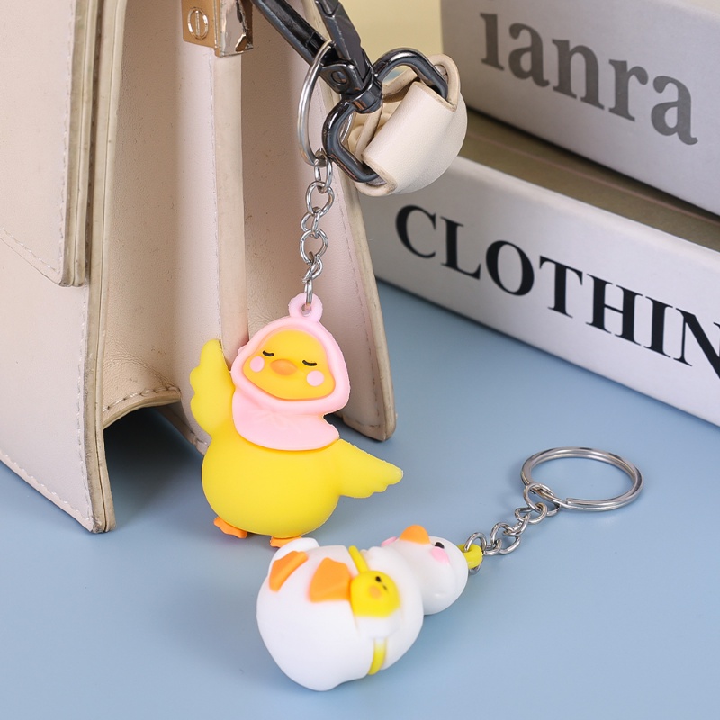 Kreatif Kuning Putih Bebek Gantungan Kunci/ Boneka Bebek Kartun Lucu Liontin Gantungan Kunci/ Tas Mobil Populer Karet Keyring Aksesoris