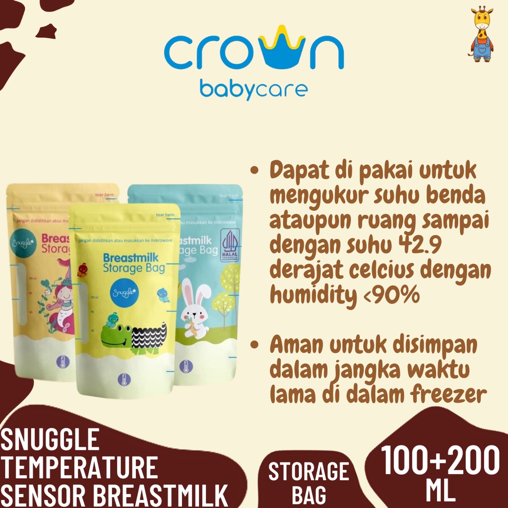 TERMURAH!! Crown Snuggle Temperature Sensor Breastmilk Storage Bag 100+20ml - Kantong Asi