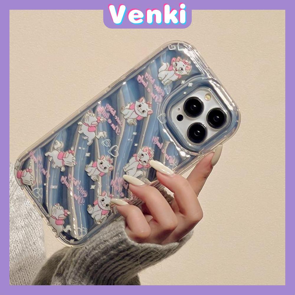 VENKI - Untuk iPhone 11 iPhone Case Laser Reflektif Bening Phone Case TPU Soft Shockproof Airbag Case Sederhana Lucu Kartun Kucing kompatibel dengan iPhone 14 13 Pro max 12 Pro Max XR XS 7