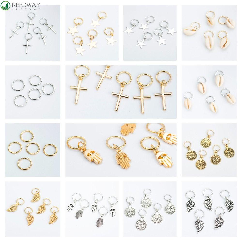 Needway 5pcs /set Cincin Rambut Pesona Perhiasan Perak Gimbal Aksesoris Alat Alloy Golden Manset Rambut Untuk Wanita