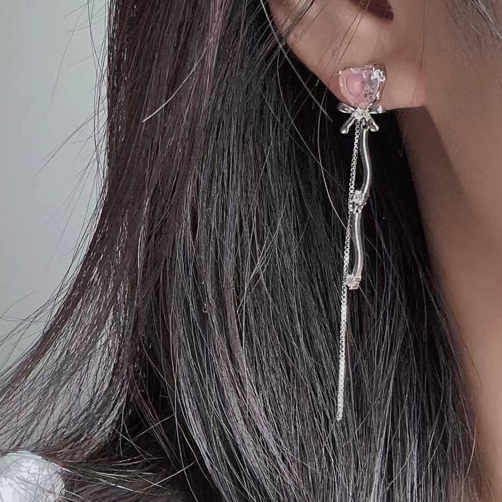 Deartiara Anting Rumbai Hati Zirkon Merah Muda2023 Rasa Desain Niche Baru Mode Canggih Anting Serbaguna Earrings